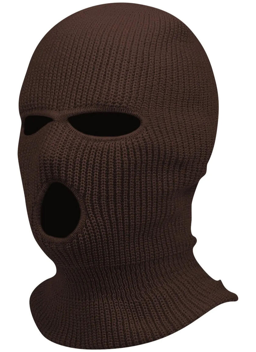 Dark Brown Skimask High Quality Fleece Balaclava with 3 Holes One Size Fits All Ski Mask