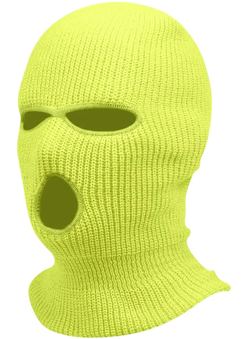 Hyper Lime Skimask High Quality Fleece Balaclava with 3 Holes One Size Fits All Ski Mask