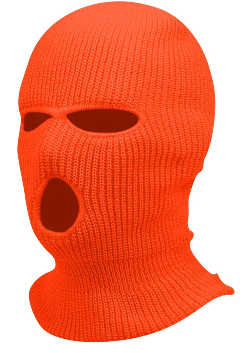 Hyper Orange Skimask High Quality Fleece Balaclava with 3 Holes One Size Fits All Ski Mask