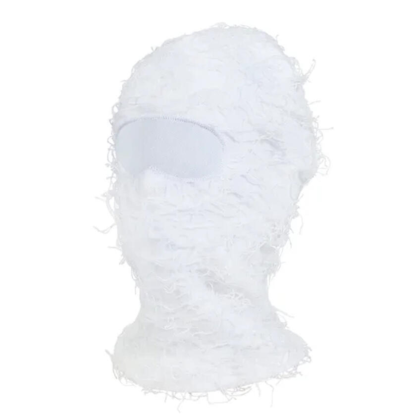 Distressed White Skimask High Quality Fleece Balaclava with 3 Holes One Size Fits All Ski Mask