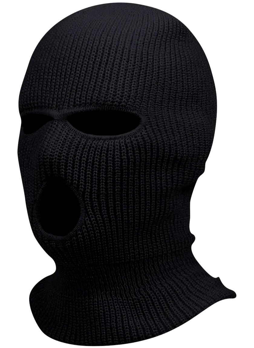 Matte Black Skimask High Quality Fleece Balaclava with 3 Holes One Size Fits All Ski Mask