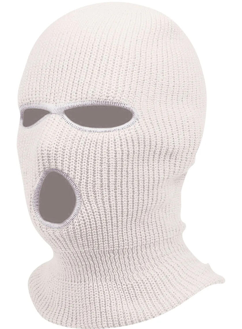 White Flash Skimask High Quality Fleece Balaclava with 3 Holes One Size Fits All Ski Mask
